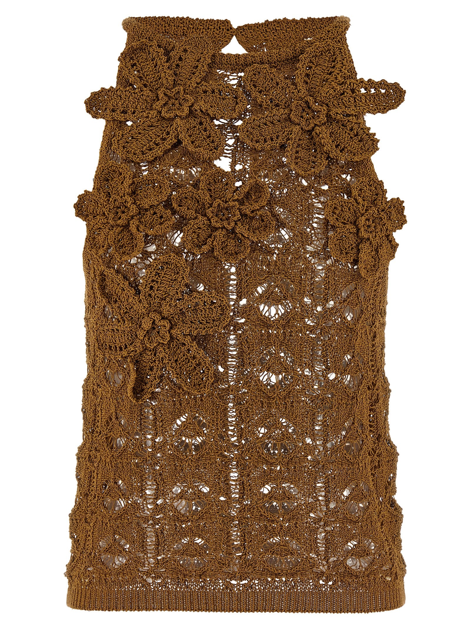 PINKO Brown Cotton Sleeveles T-Shirt