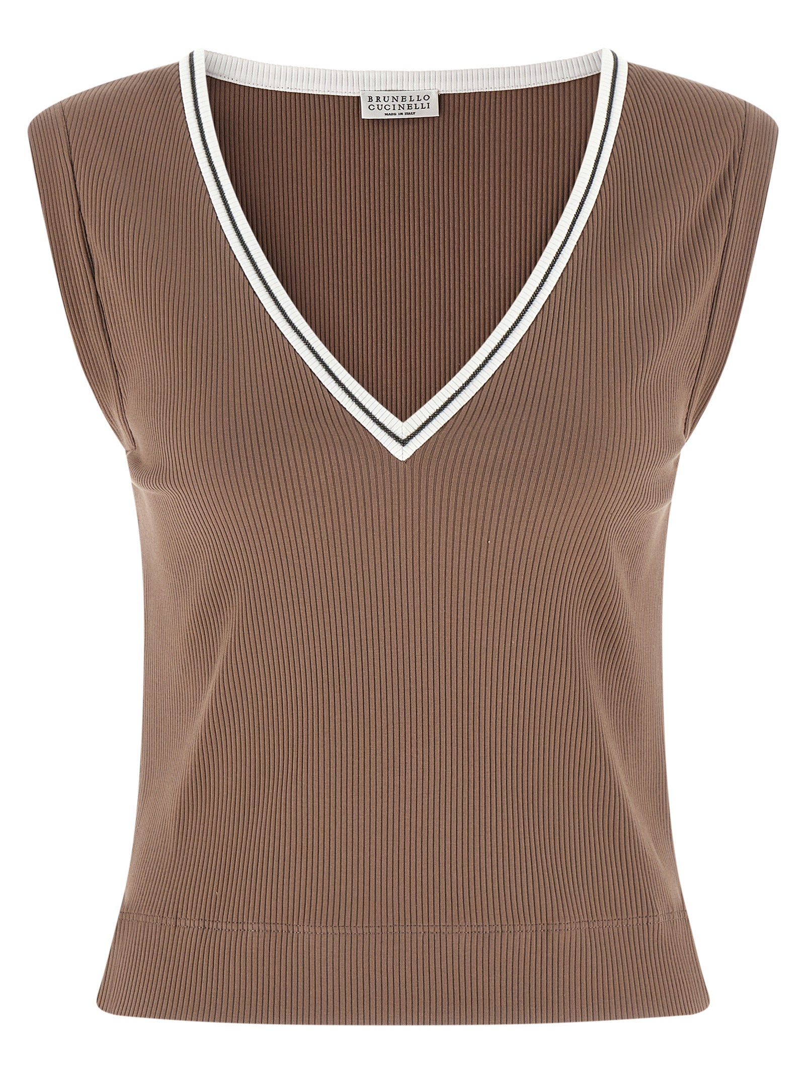 Brunello Cucinelli Brown Cotton Tank Tops