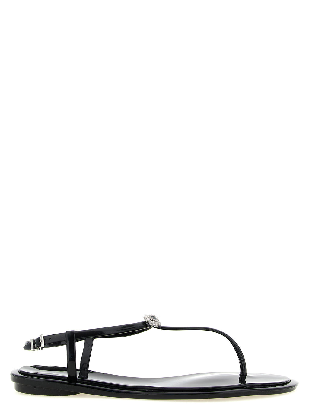 MACH & MACH Black Pvc Flat Sandals