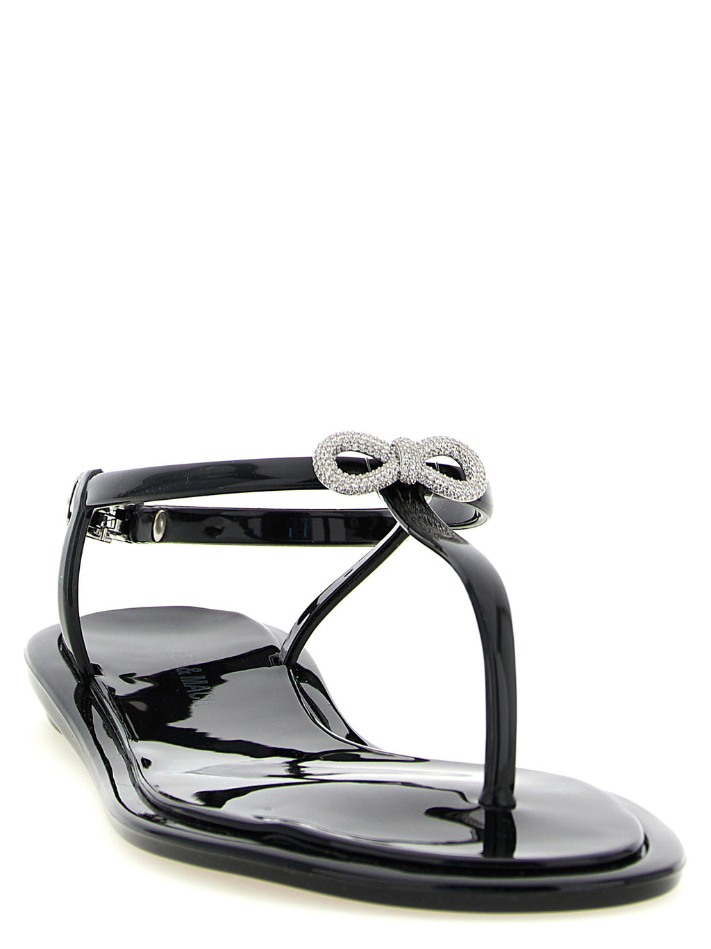 MACH & MACH Black Pvc Flat Sandals