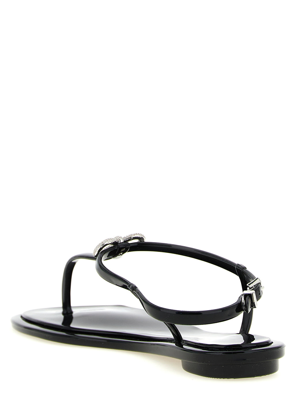 MACH & MACH Black Pvc Flat Sandals