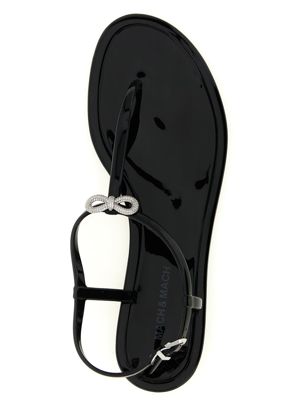 MACH & MACH Black Pvc Flat Sandals