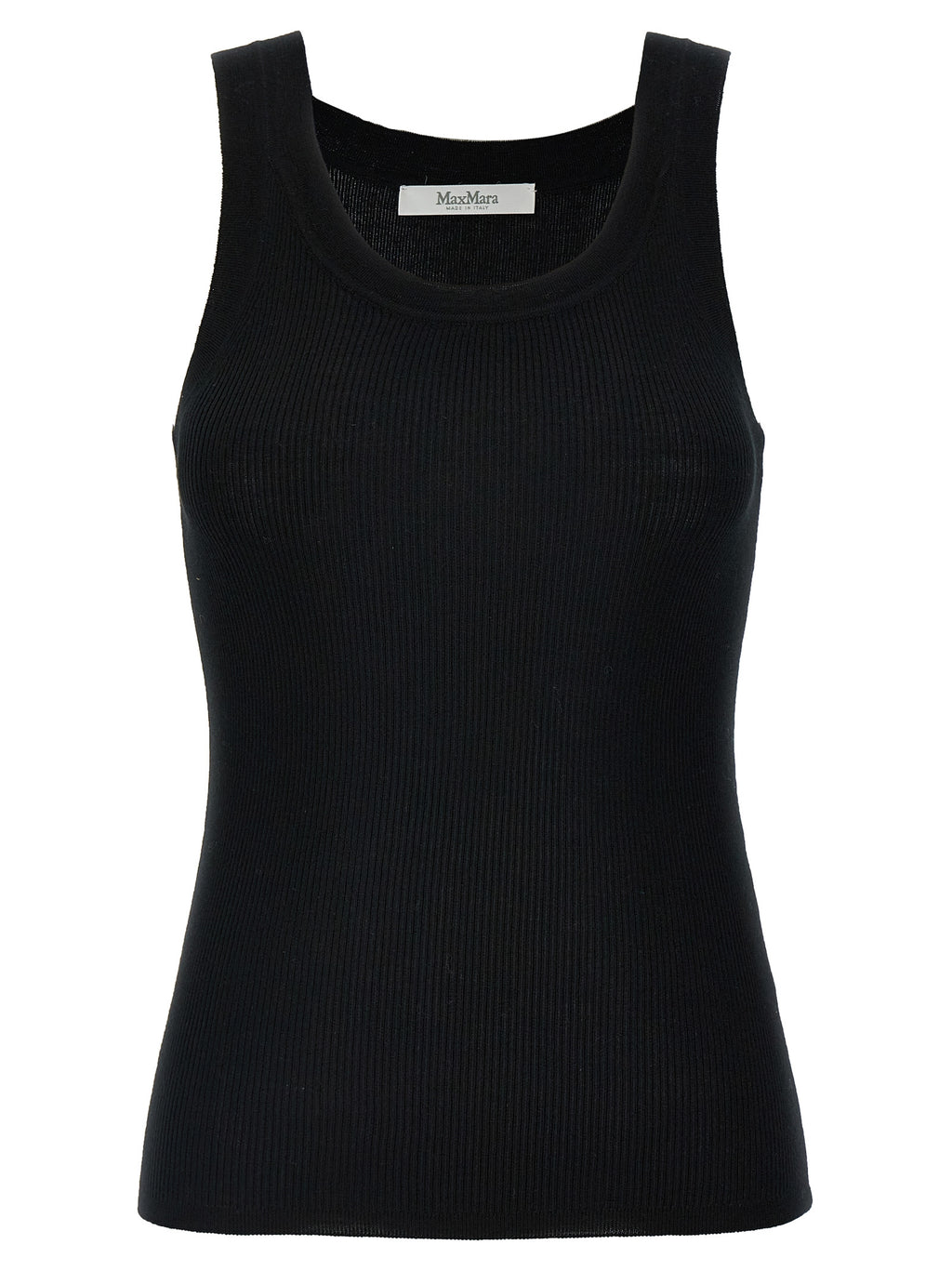 Max Mara Black Virgin Wool Sleeveles T-Shirt
