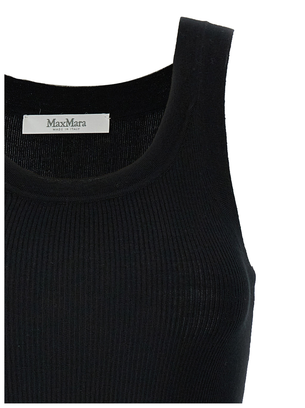 Max Mara Black Virgin Wool Sleeveles T-Shirt
