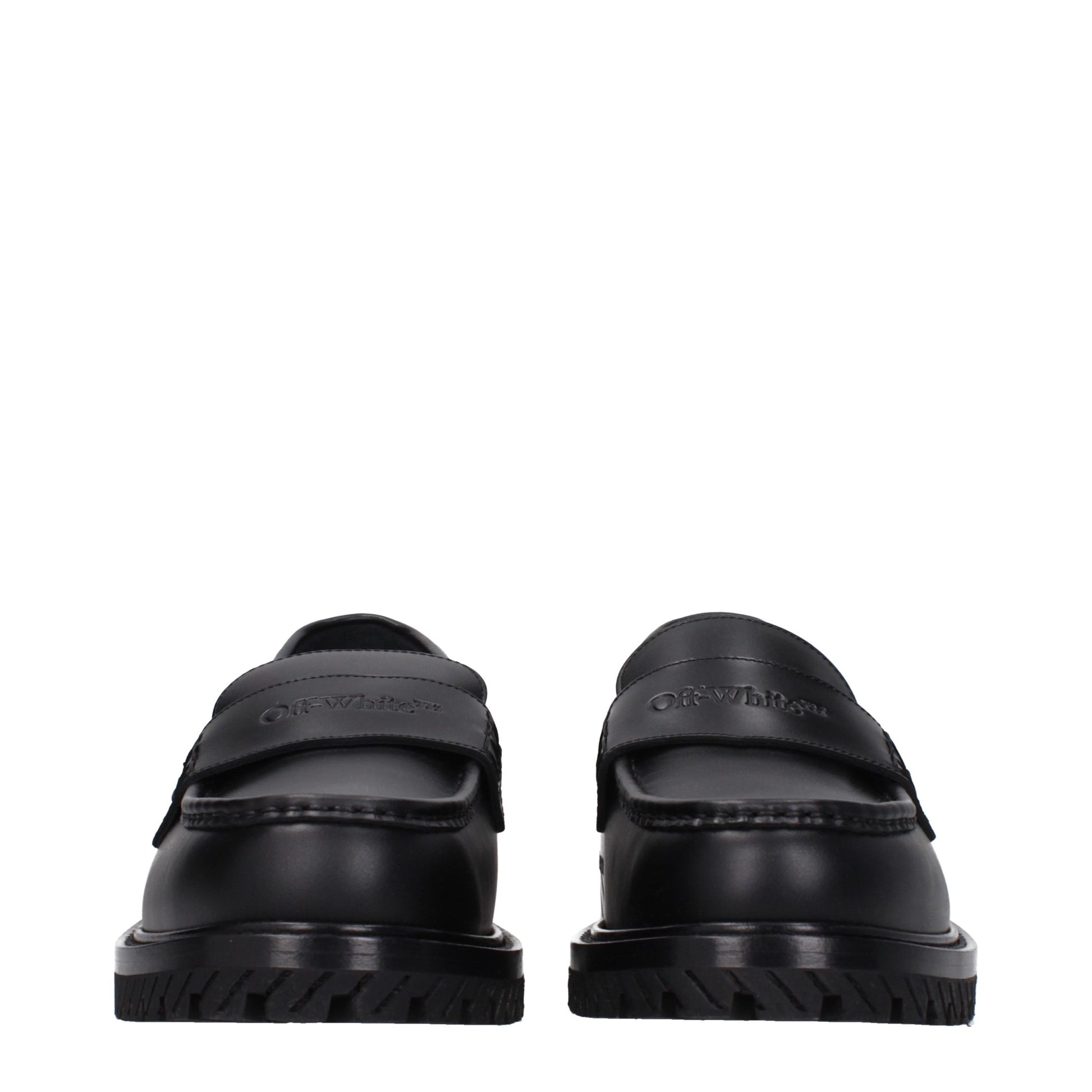 Off-White Black Leather Slip-On Loafers