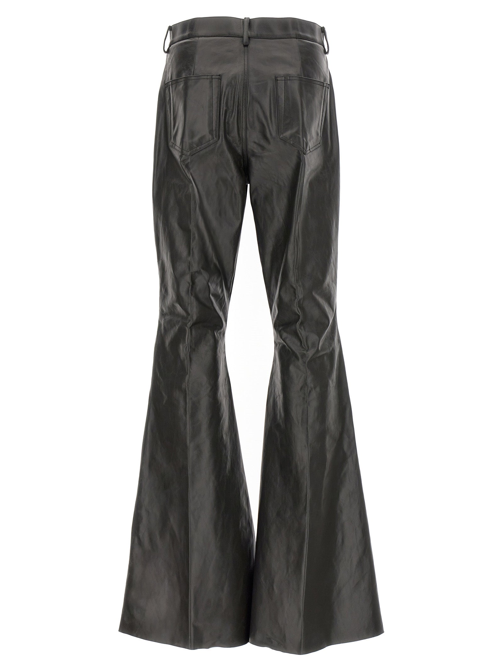 Rick Owens Black Calfskin Flared Pants