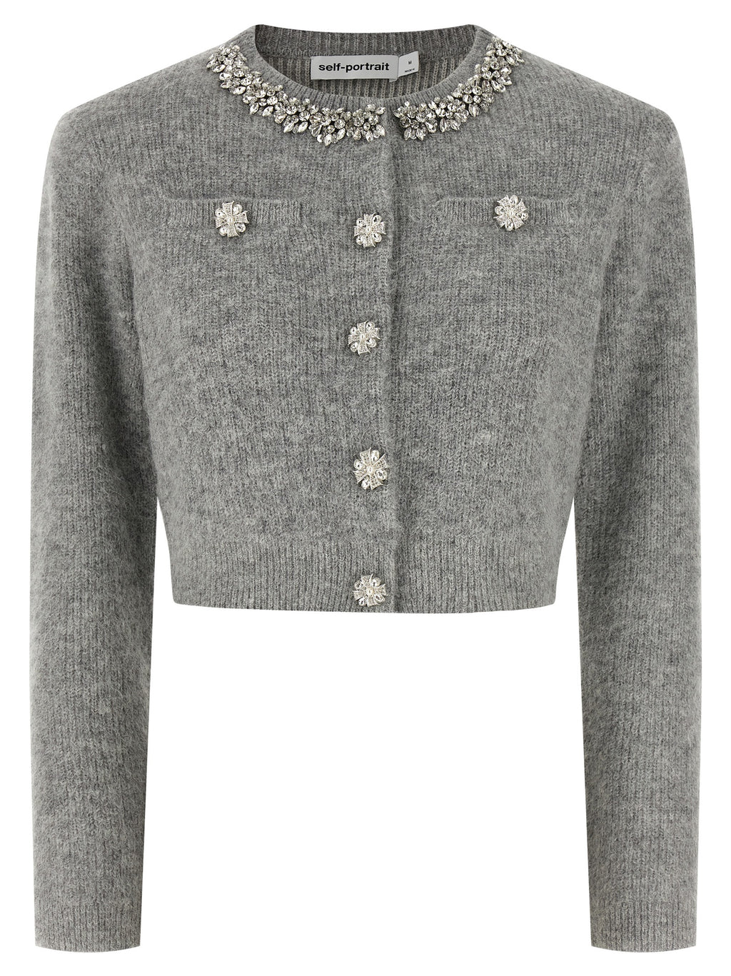 Self-Portrait Gray Polyester Cardigan