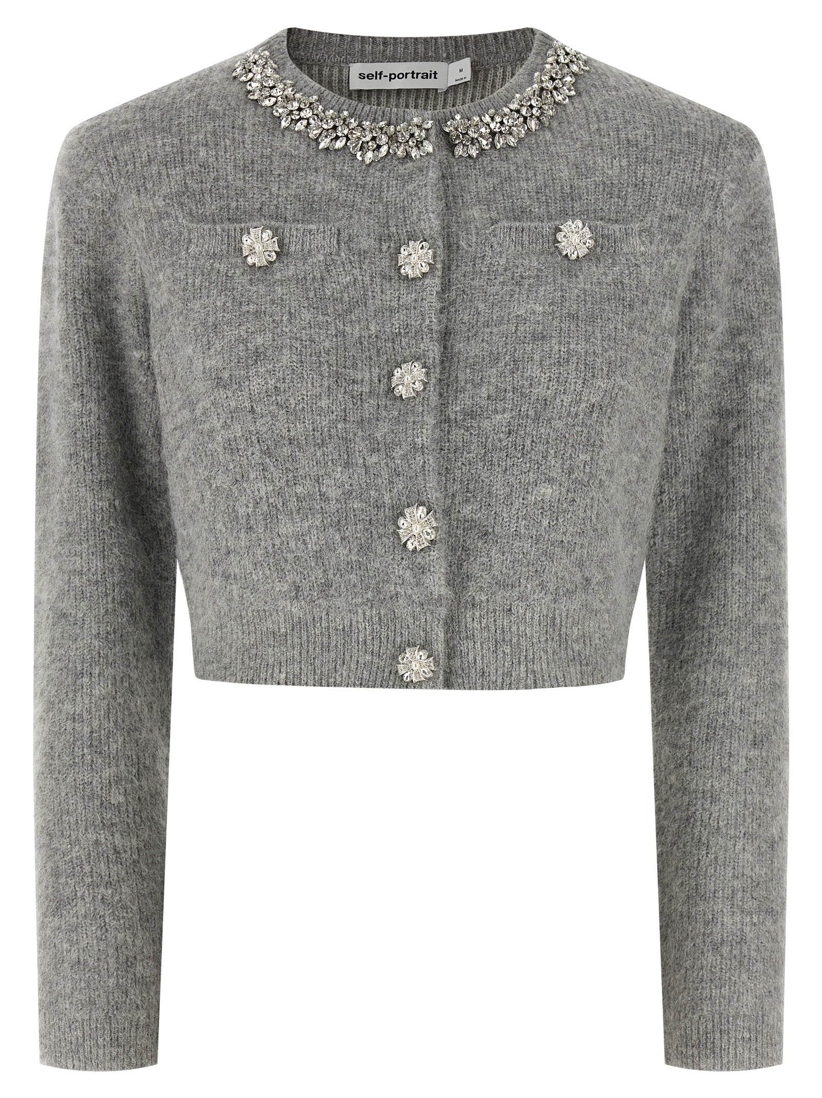 Self-Portrait Gray Polyester Cardigan