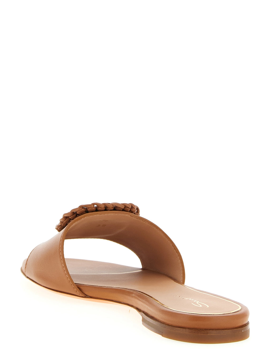 Santoni Brown Lamb Leather Slides