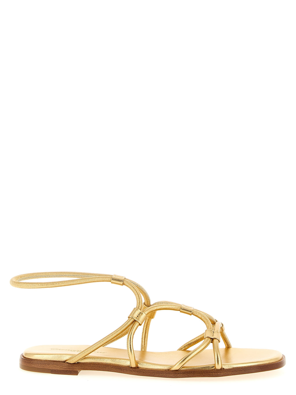 Gianvito Rossi Gold Lamb Leather Flat Sandals