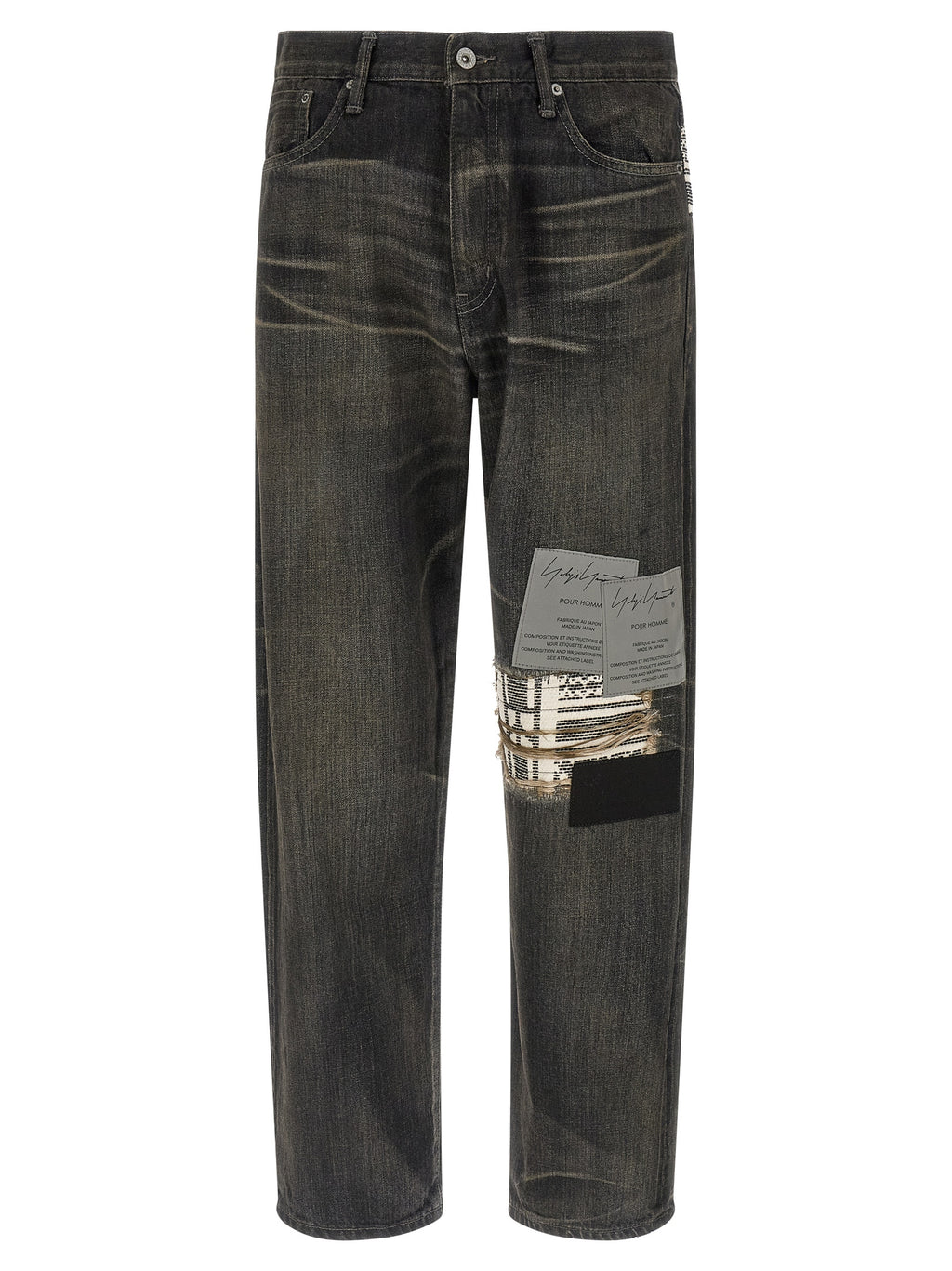 Yohji Yamamoto Black Cotton Tapered Jeans