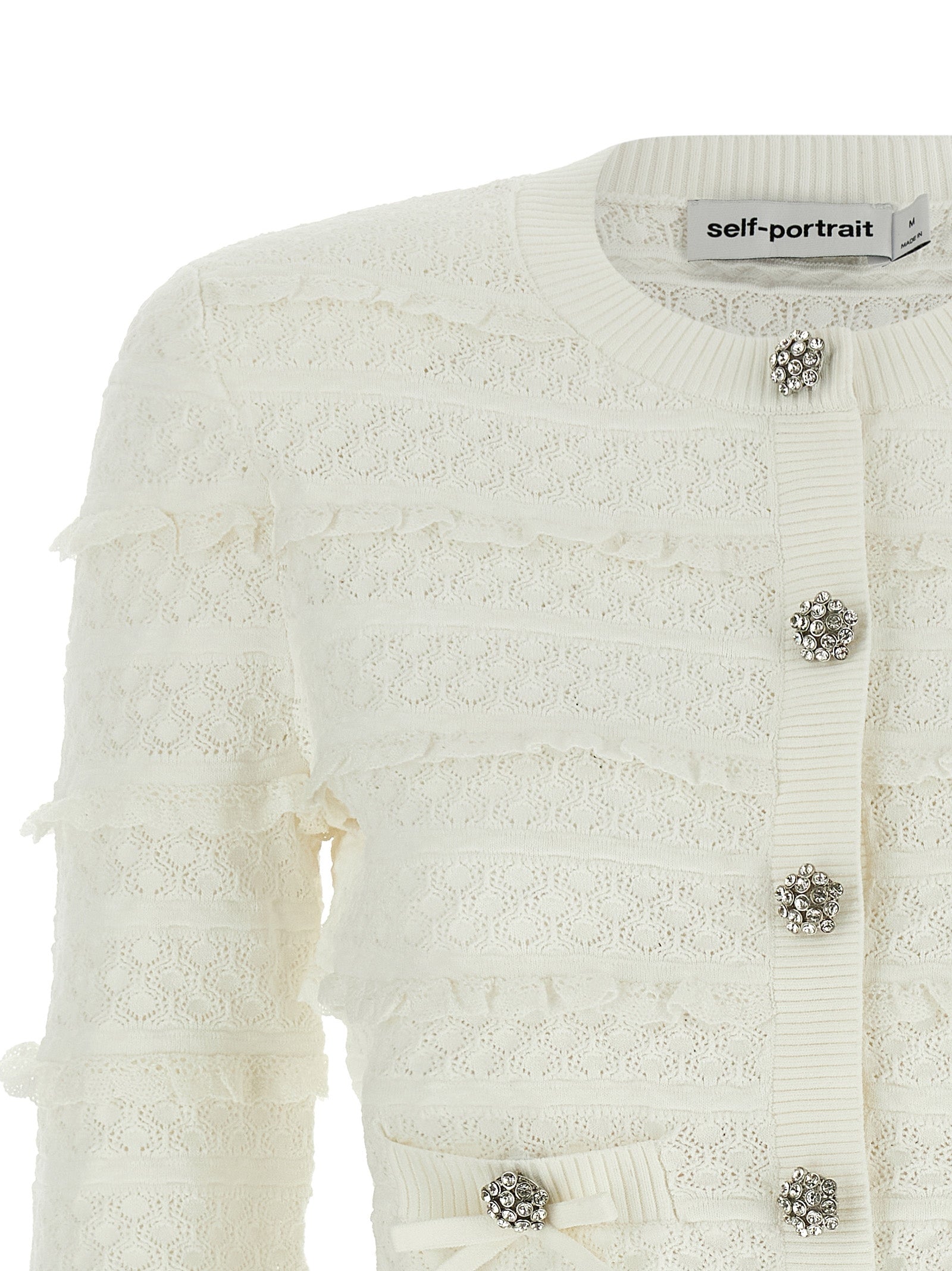 Self-Portrait White Viscose Cardigan