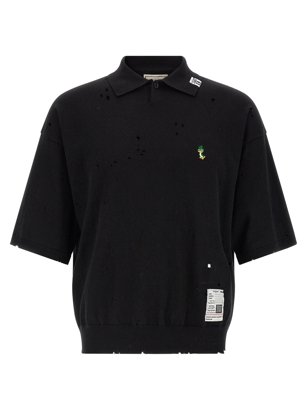 Maison Mihara Yasuhiro Black Cotton Polo Shirt