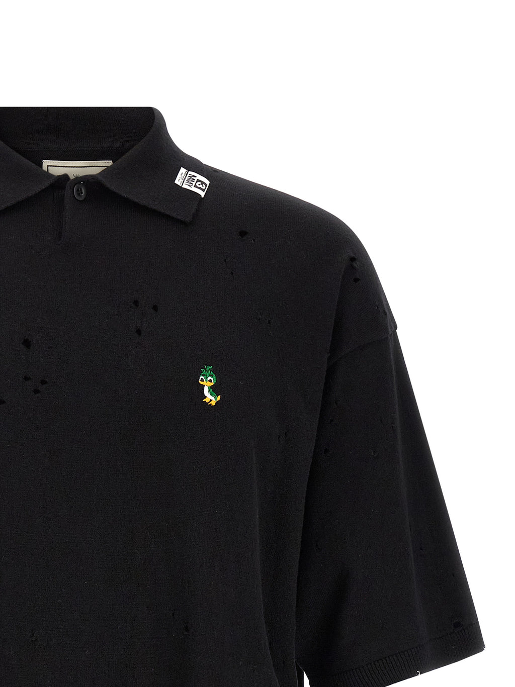 Maison Mihara Yasuhiro Black Cotton Polo Shirt