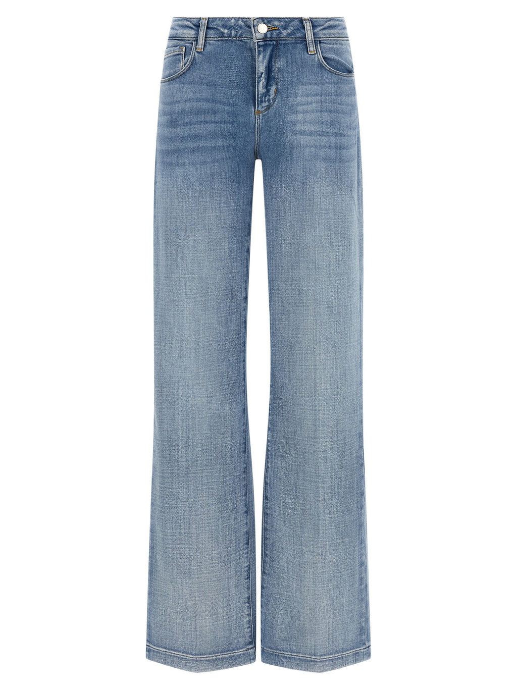 L'Agence Blue Cotton Straight-Leg Jeans