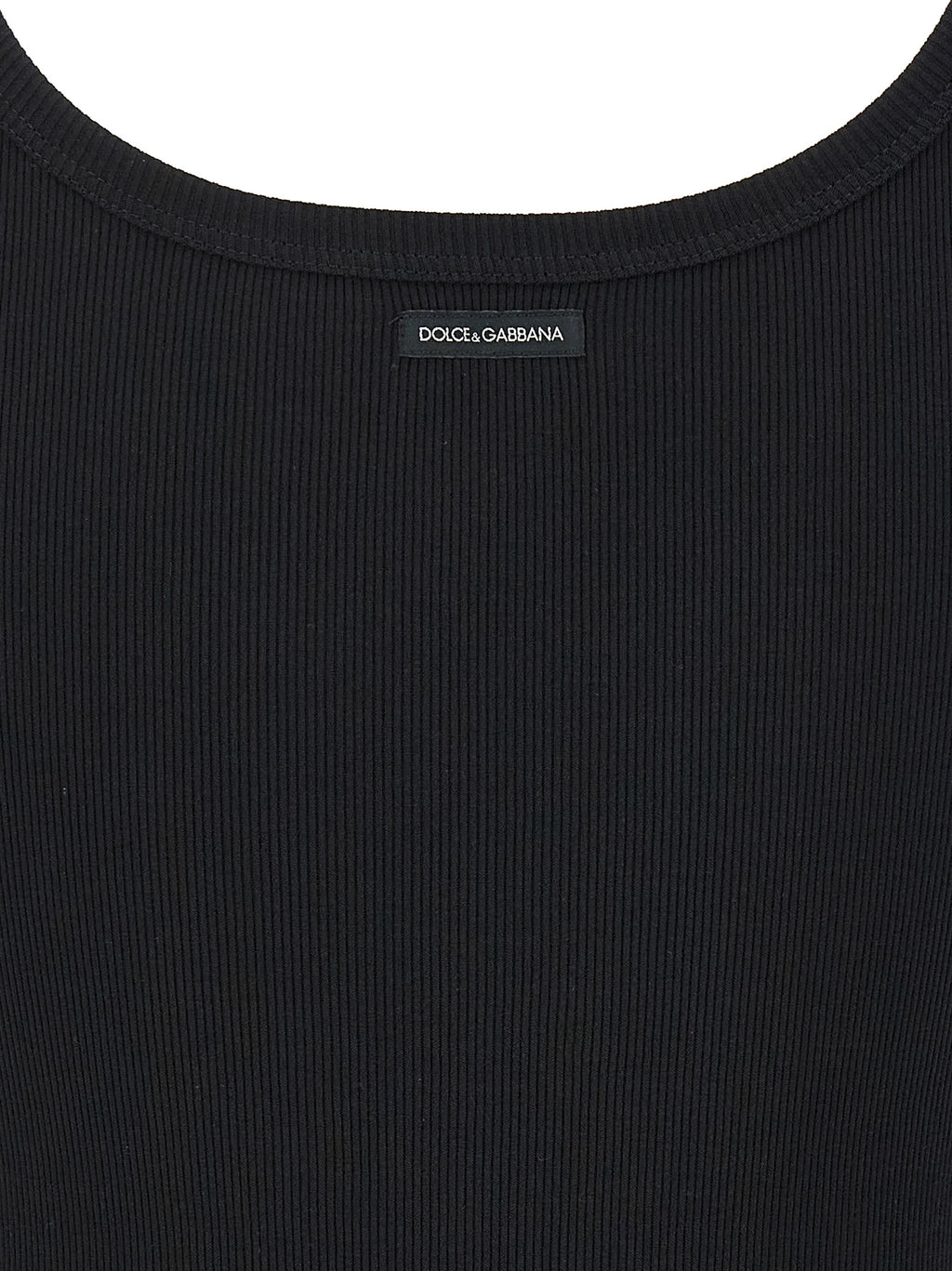 Dolce & Gabbana Black Cotton Tank Tops