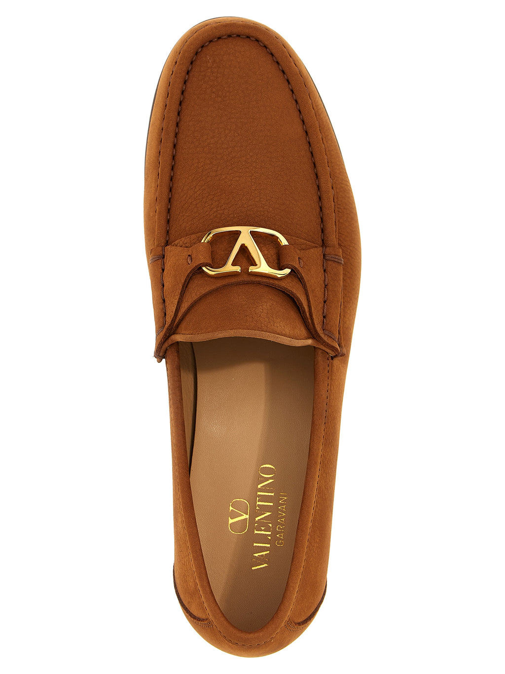 Valentino Garavani Brown Calfskin Slip-On Loafers