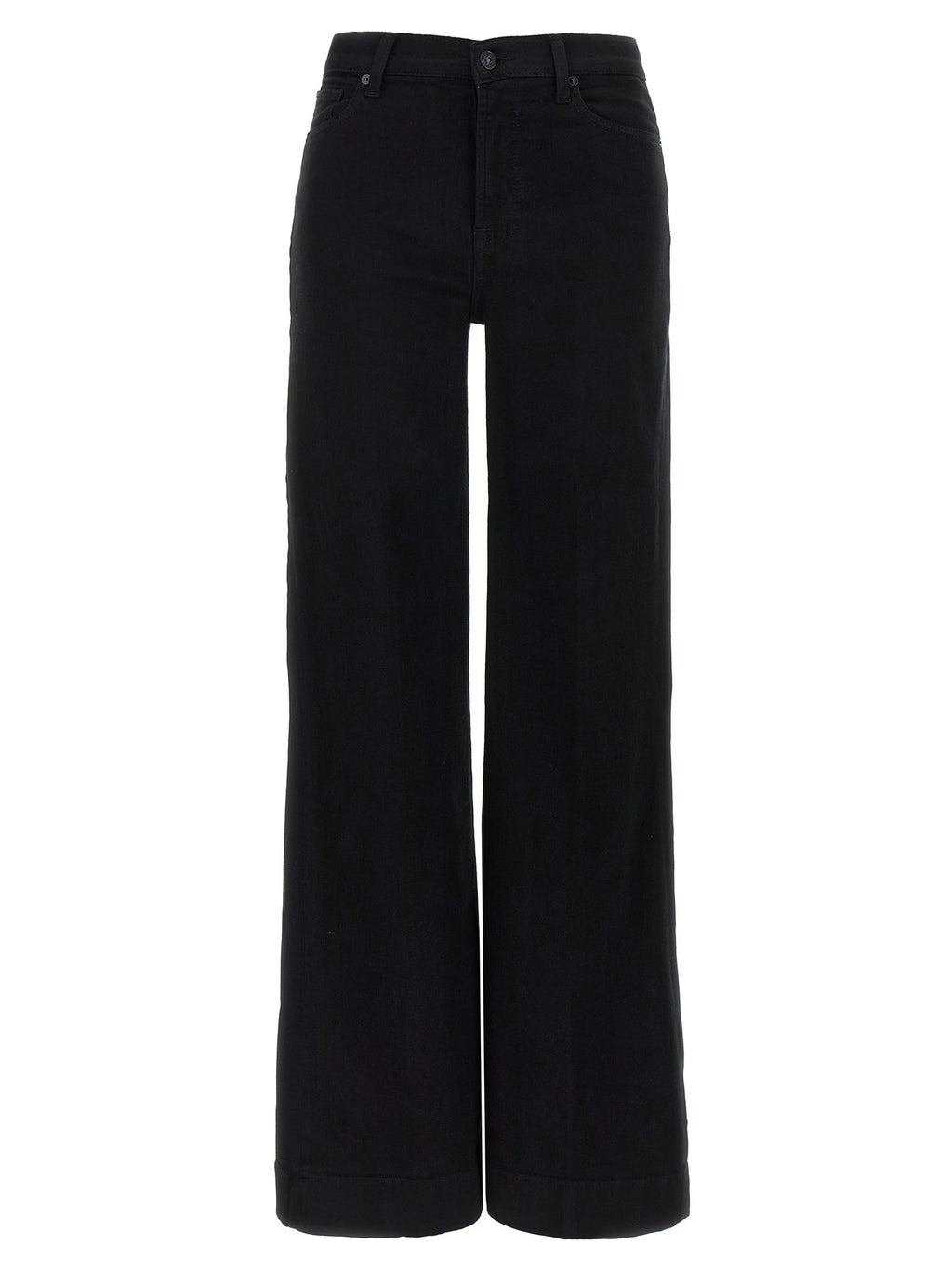 7 For All Mankind Black Cotton Flared Jeans