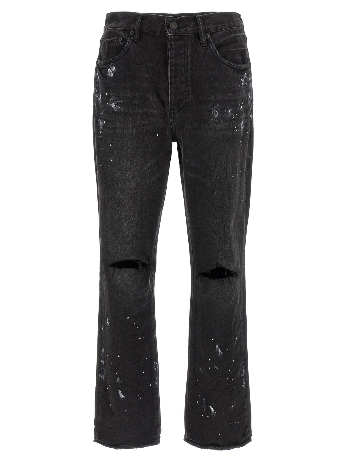 PURPLE Black Cotton Straight-Leg Jeans