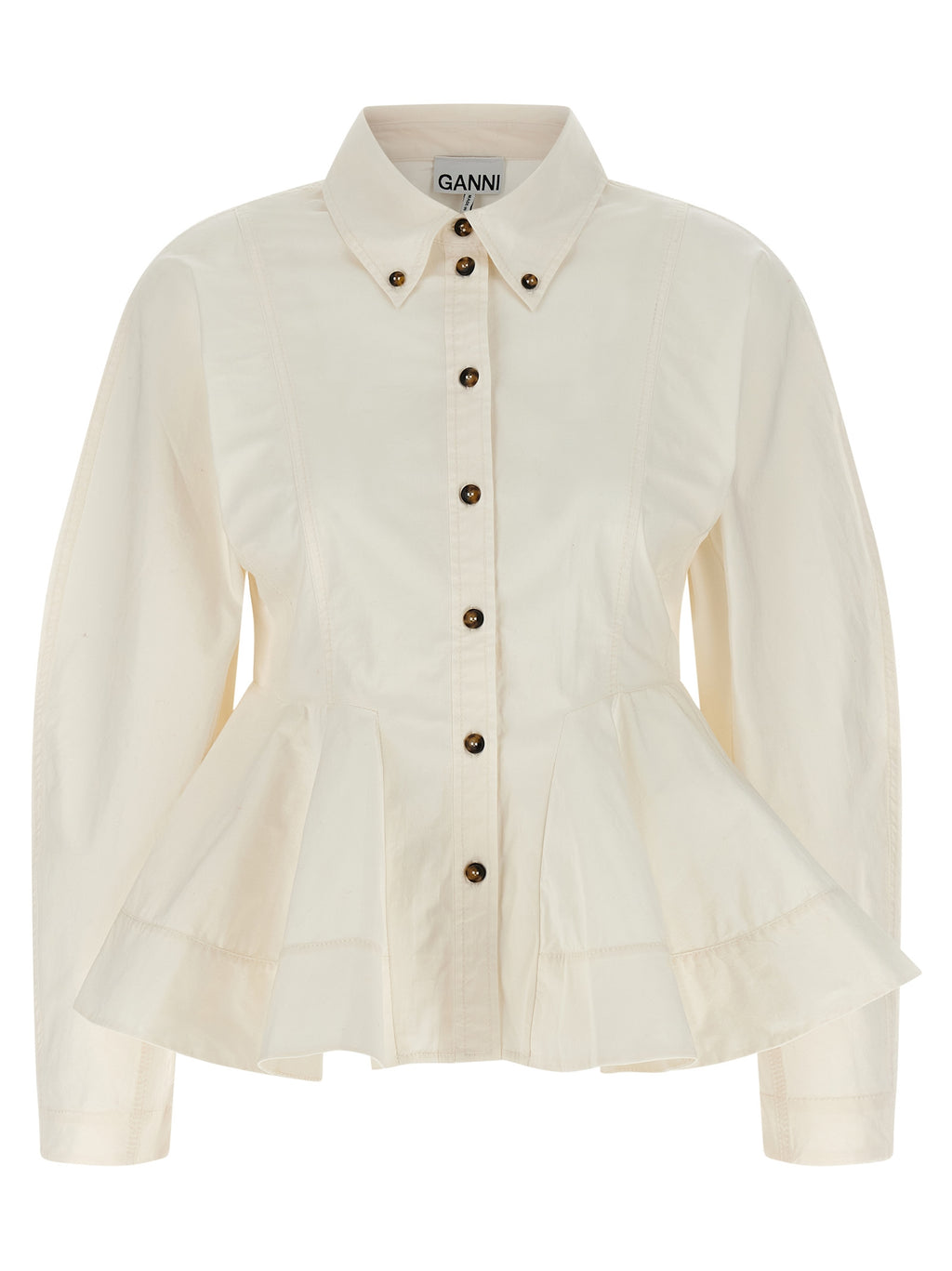 Ganni White Cotton Blouse