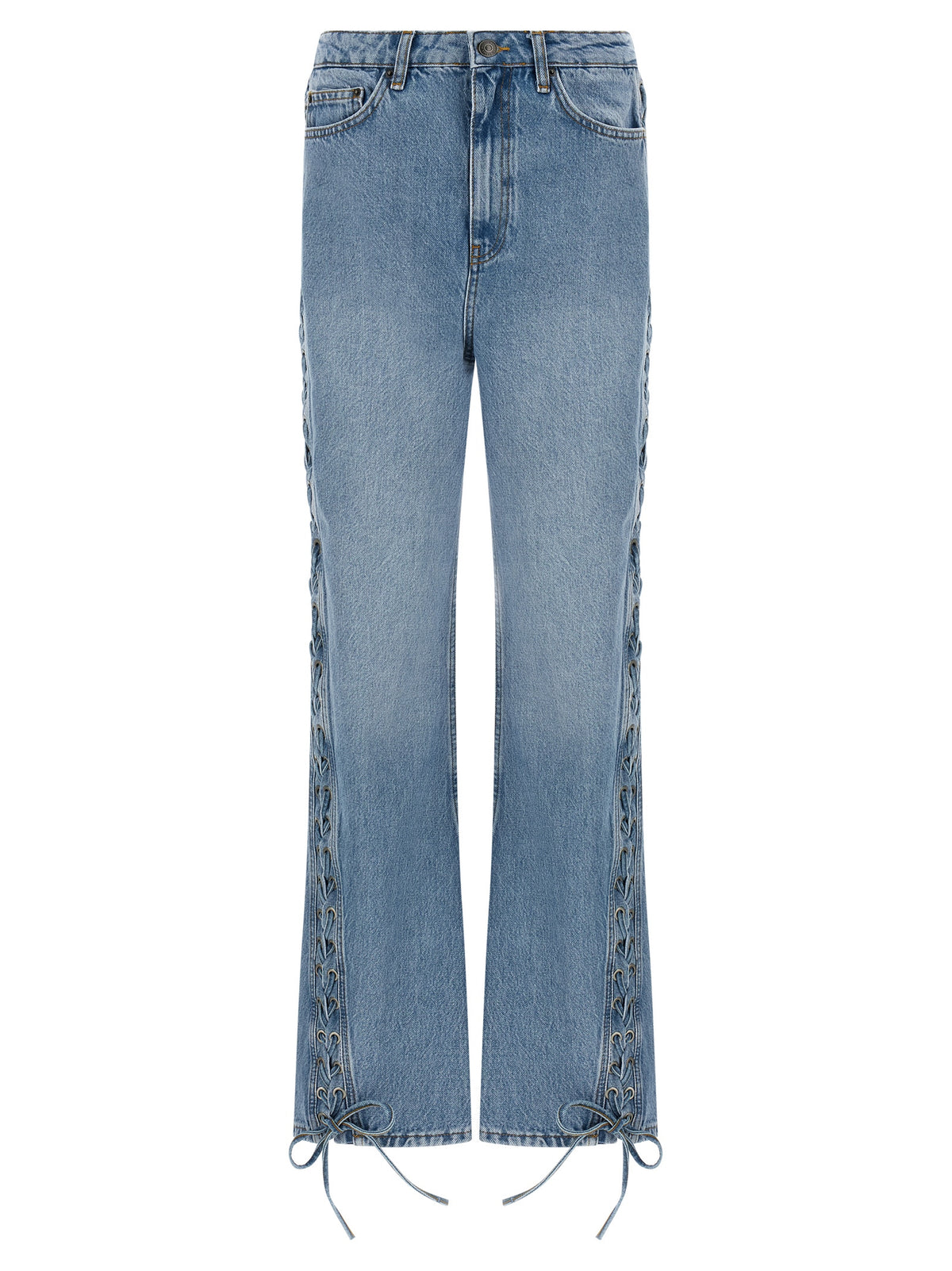 ROTATE BIRGER CHRISTENSEN Blue Cotton Straight-Leg Jeans