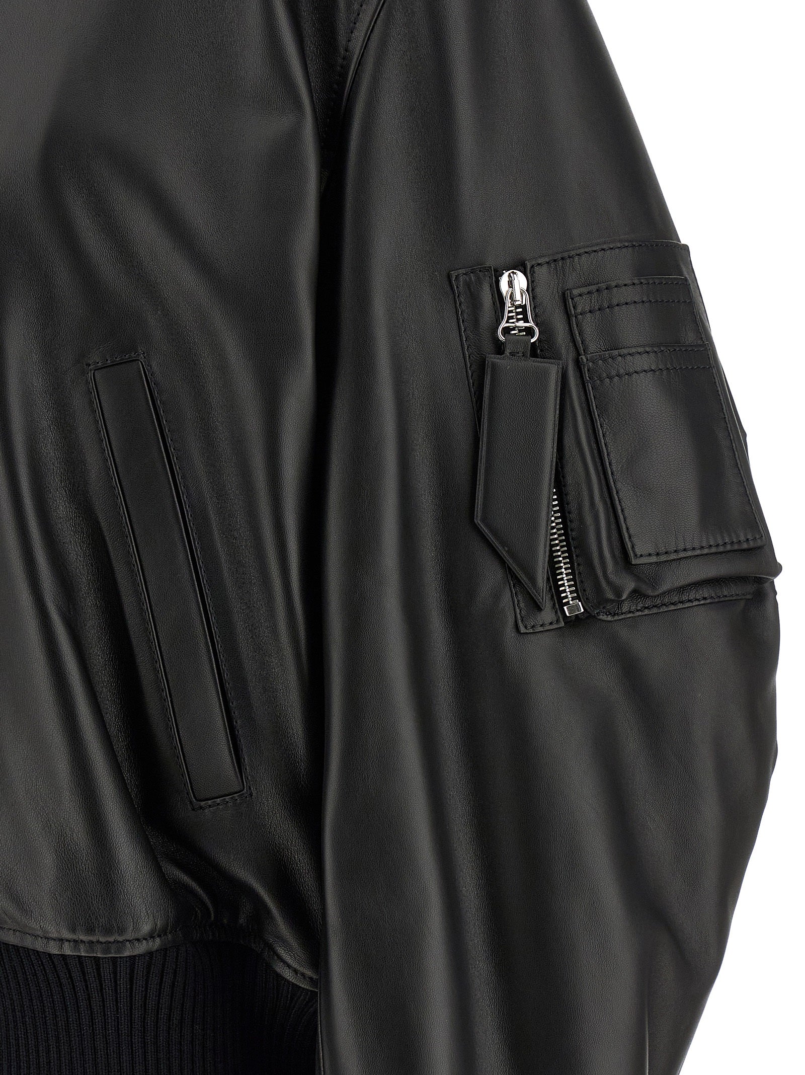 The Attico Black Lamb Leather Leather Jacket