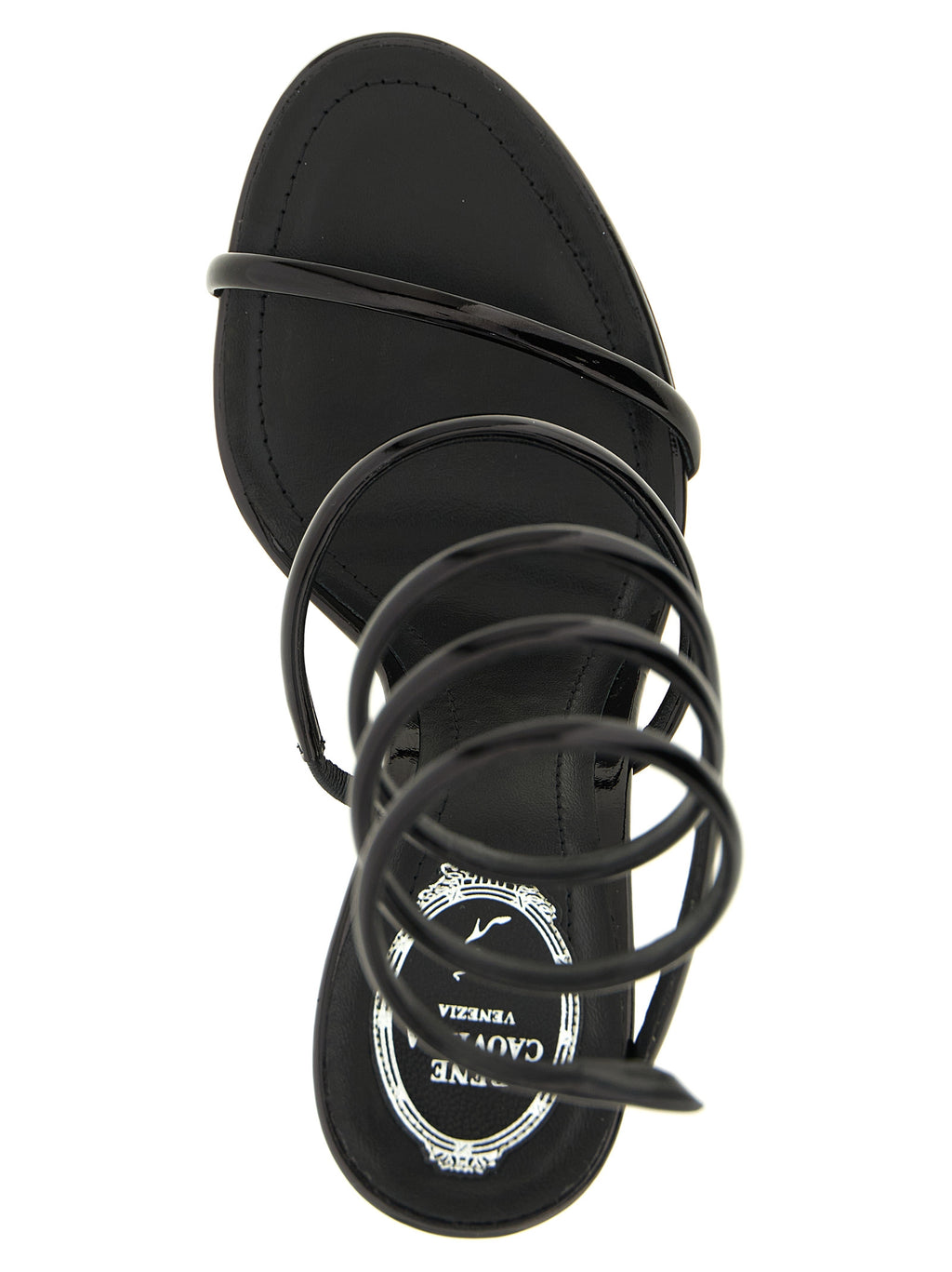 RENE CAOVILLA Black Calfskin Stiletto Heel Sandals