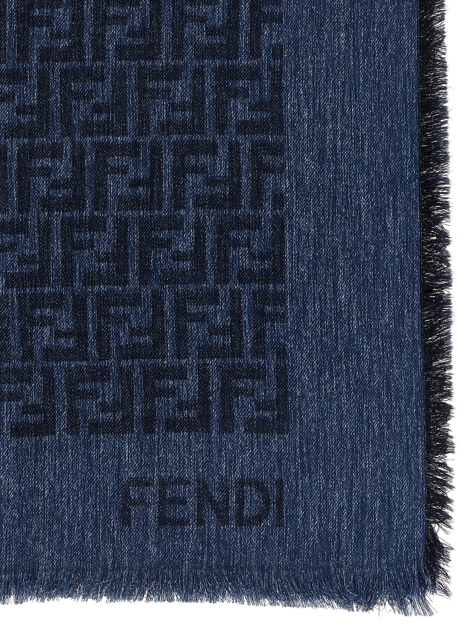 Fendi Blue Cotton Scarf