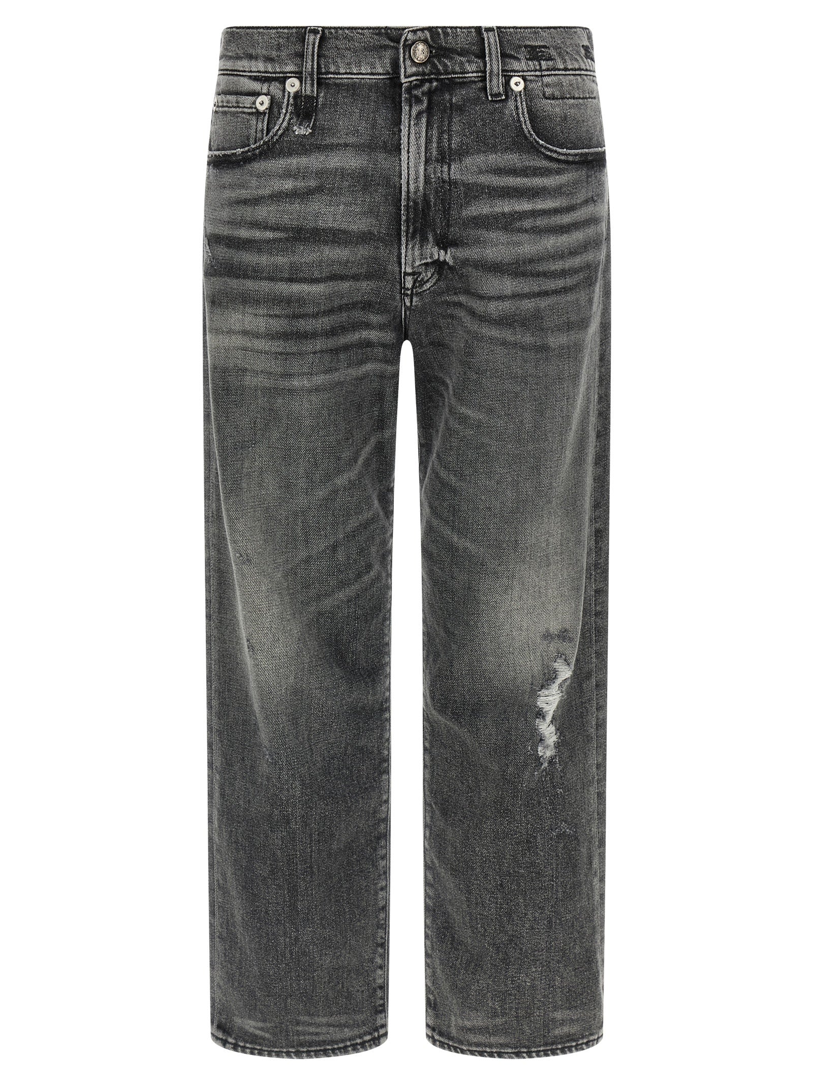 R13 Gray Cotton Boyfriend Jeans