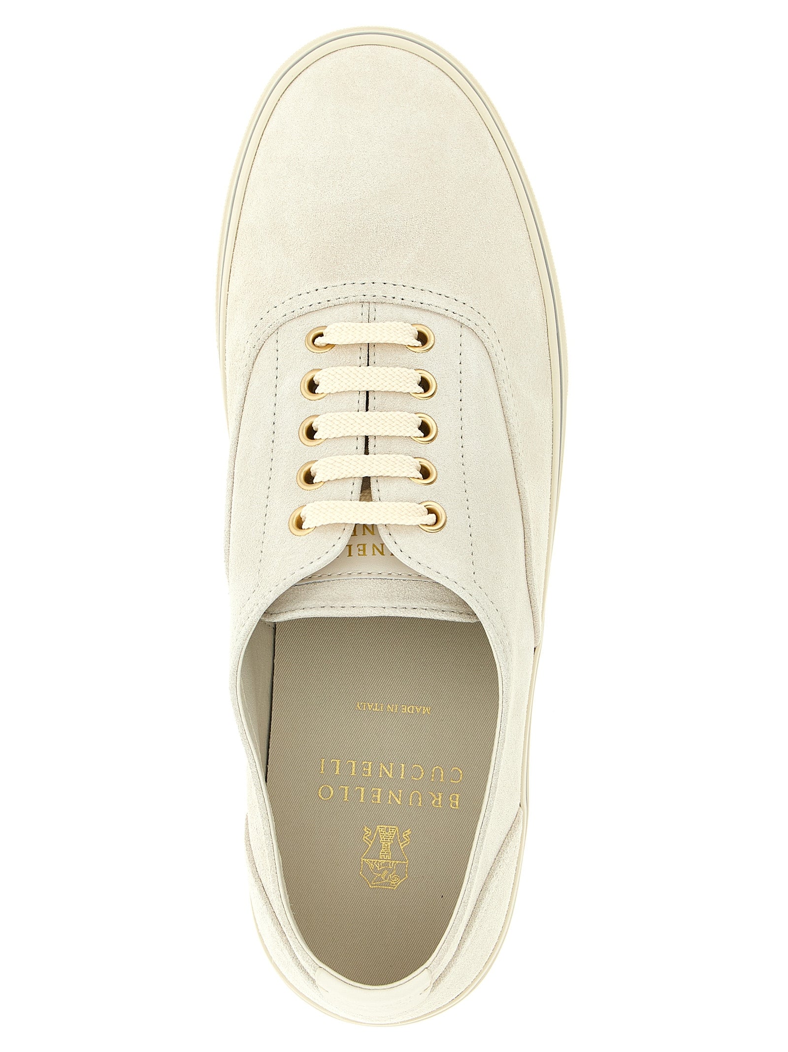 Brunello Cucinelli Beige Calfskin Low Top Sneakers
