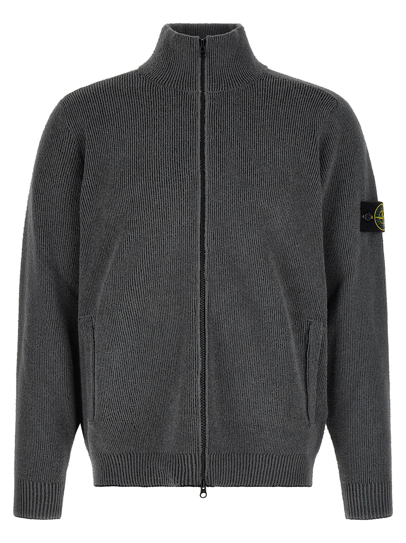 Stone Island Gray Cotton Cardigan