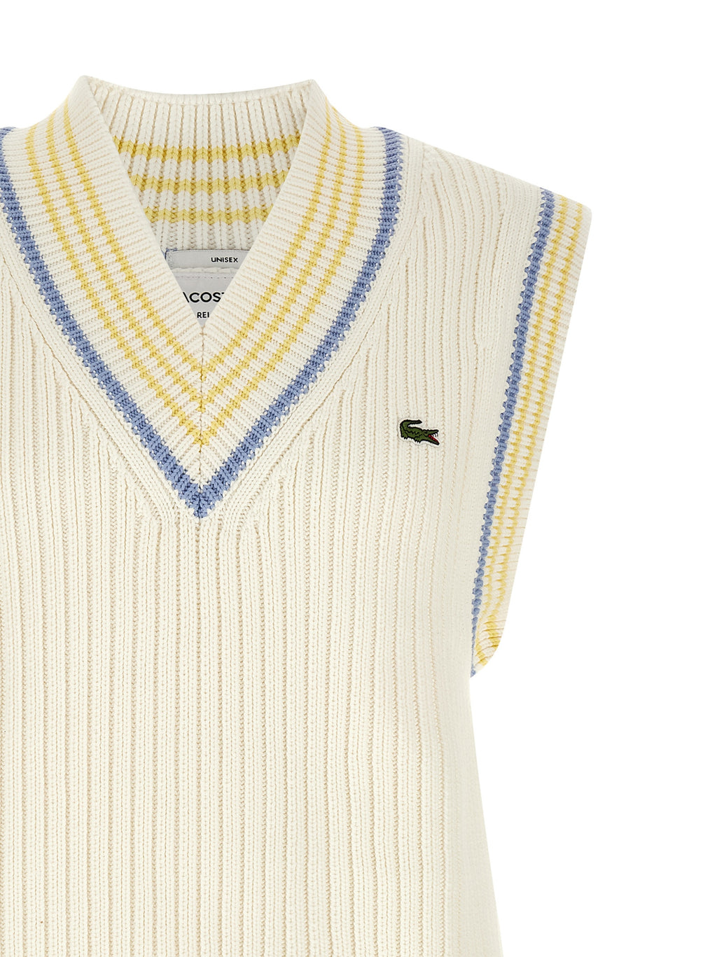 Lacoste White Cotton Sleeveles Sweater