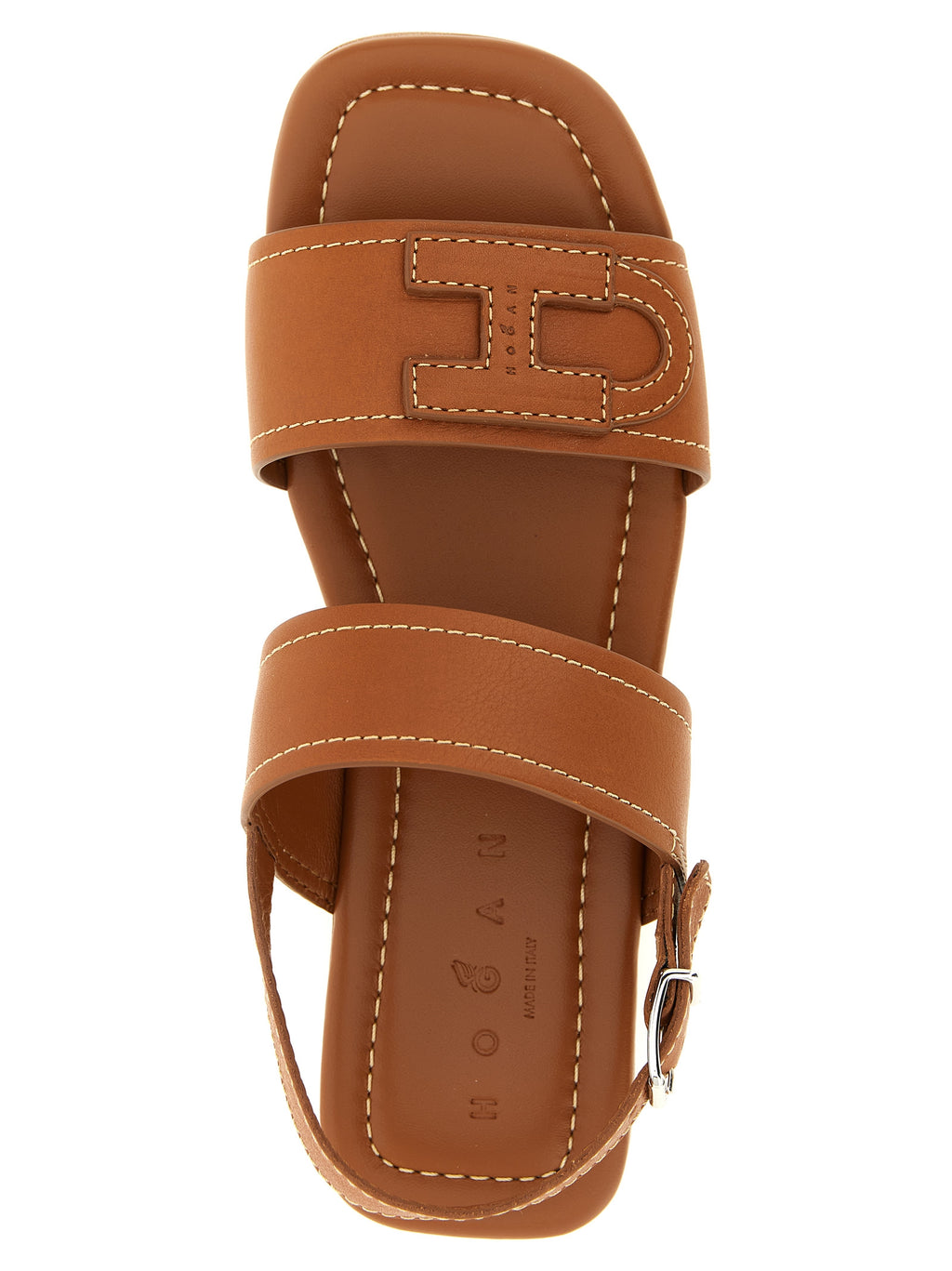 Hogan Brown Calfskin Flat Sandals