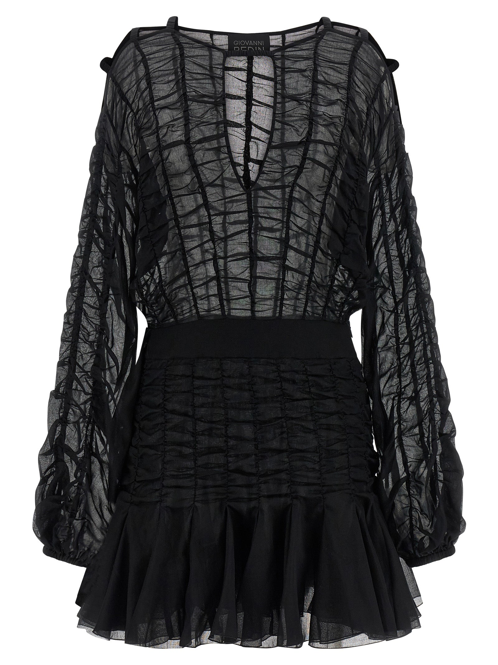 Giovanni Bedin Black Cotton Short Dress