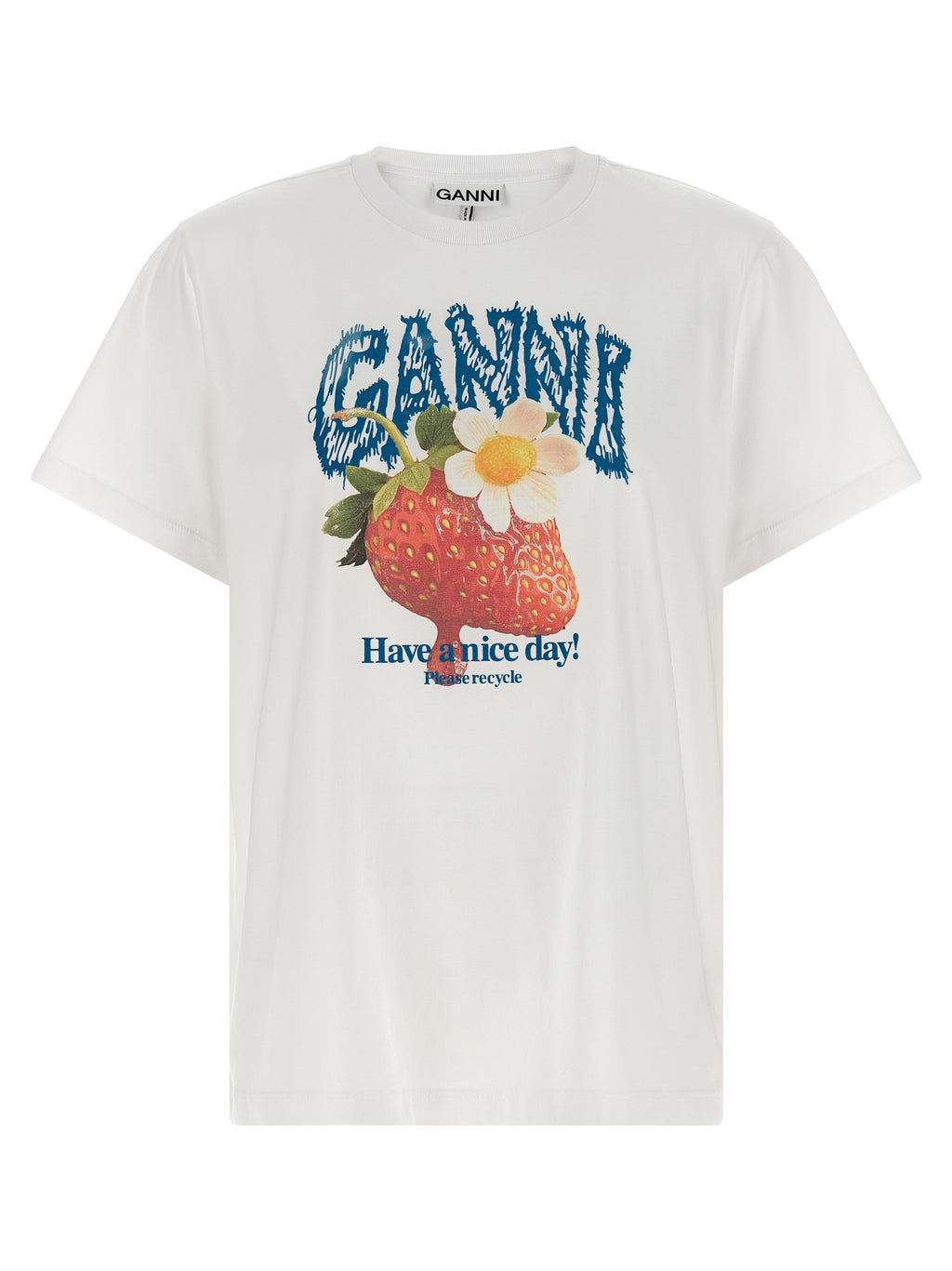 Ganni Weißes T-Shirt aus Bio-Baumwolle