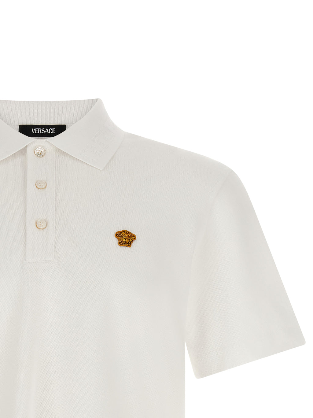 Versace White Cotton Polo Shirt