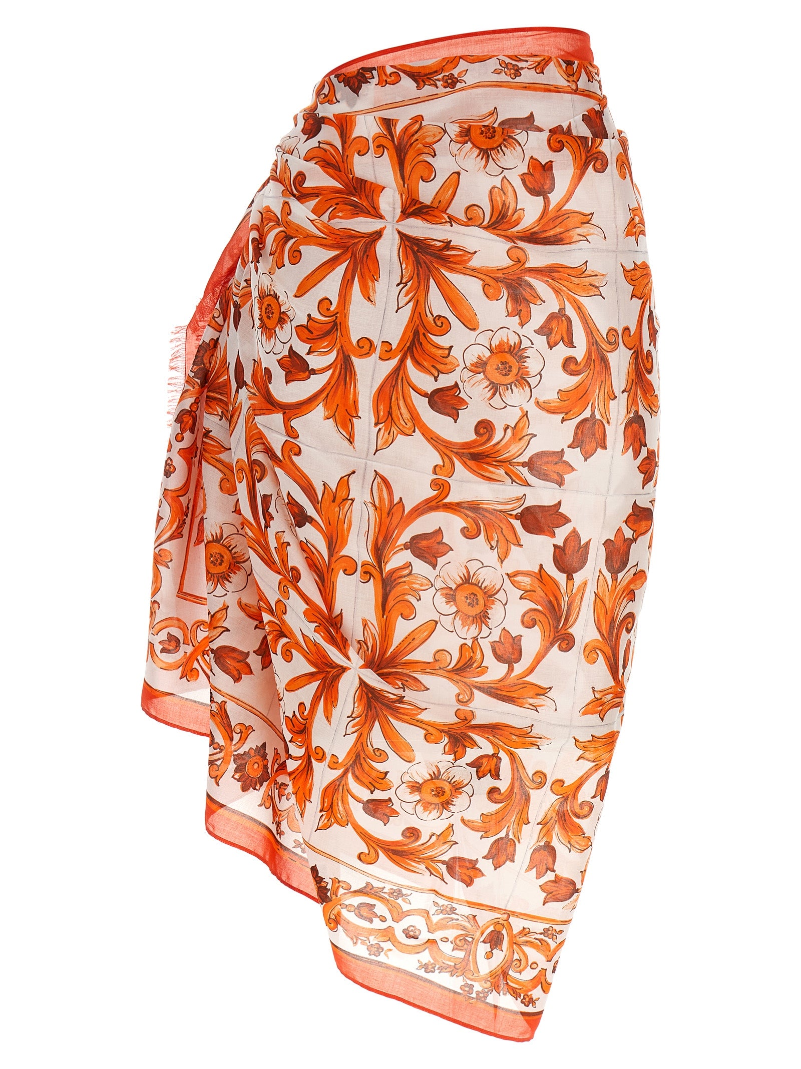 Dolce & Gabbana Orange Cotton Long Skirt