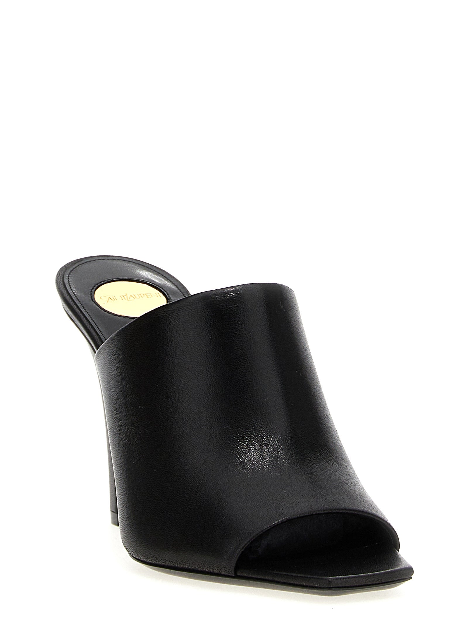 Saint Laurent Black Leather Stiletto Heel Sandals