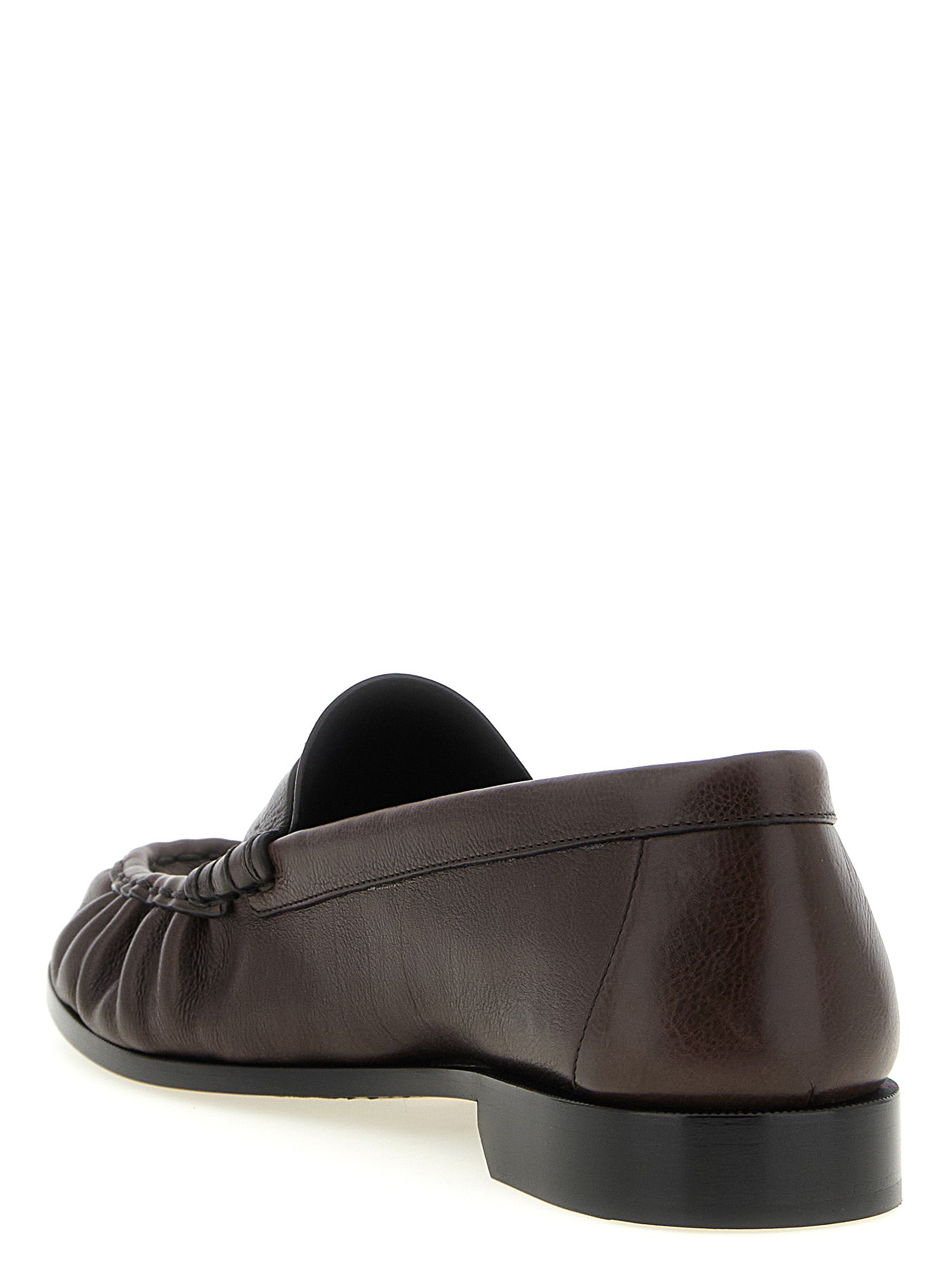 Saint Laurent Brown Calfskin Slip-On Loafers