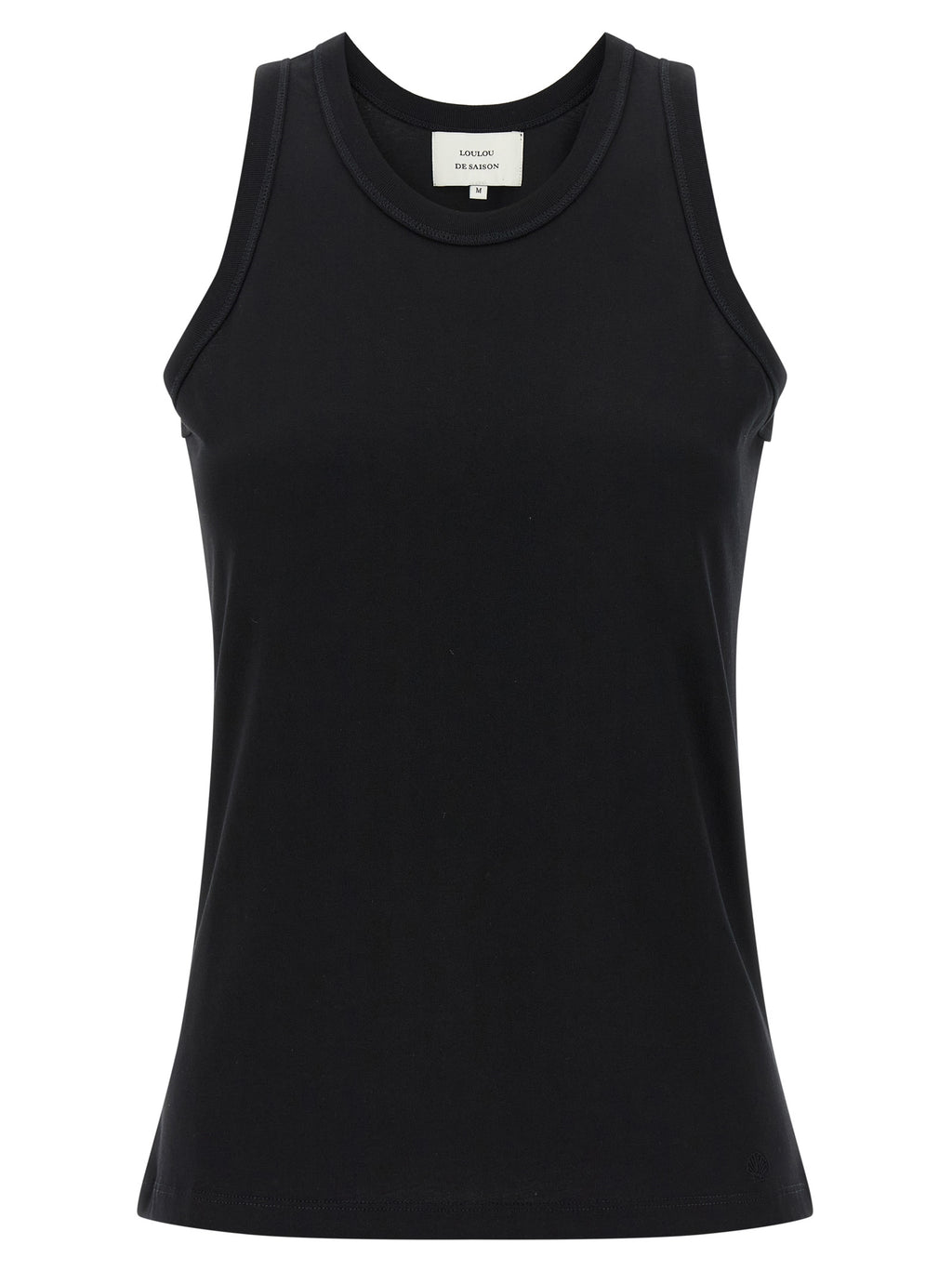 Loulou De Saison Black Cotton Sleeveles T-Shirt