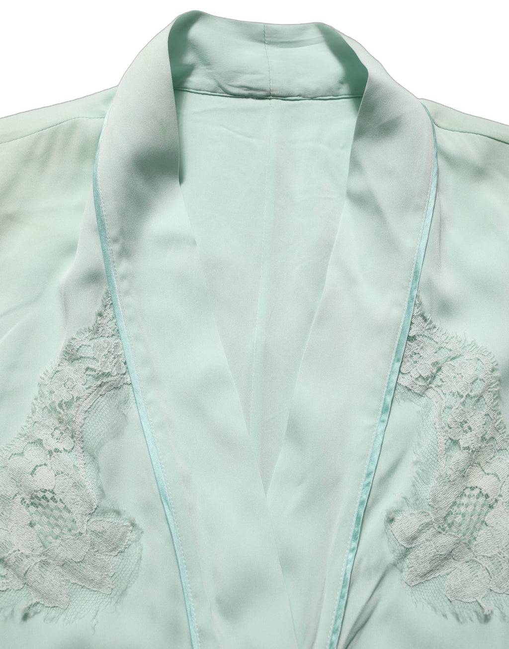Dolce & Gabbana Mint Green Silk Lace Trim Abaya Maxi Dress