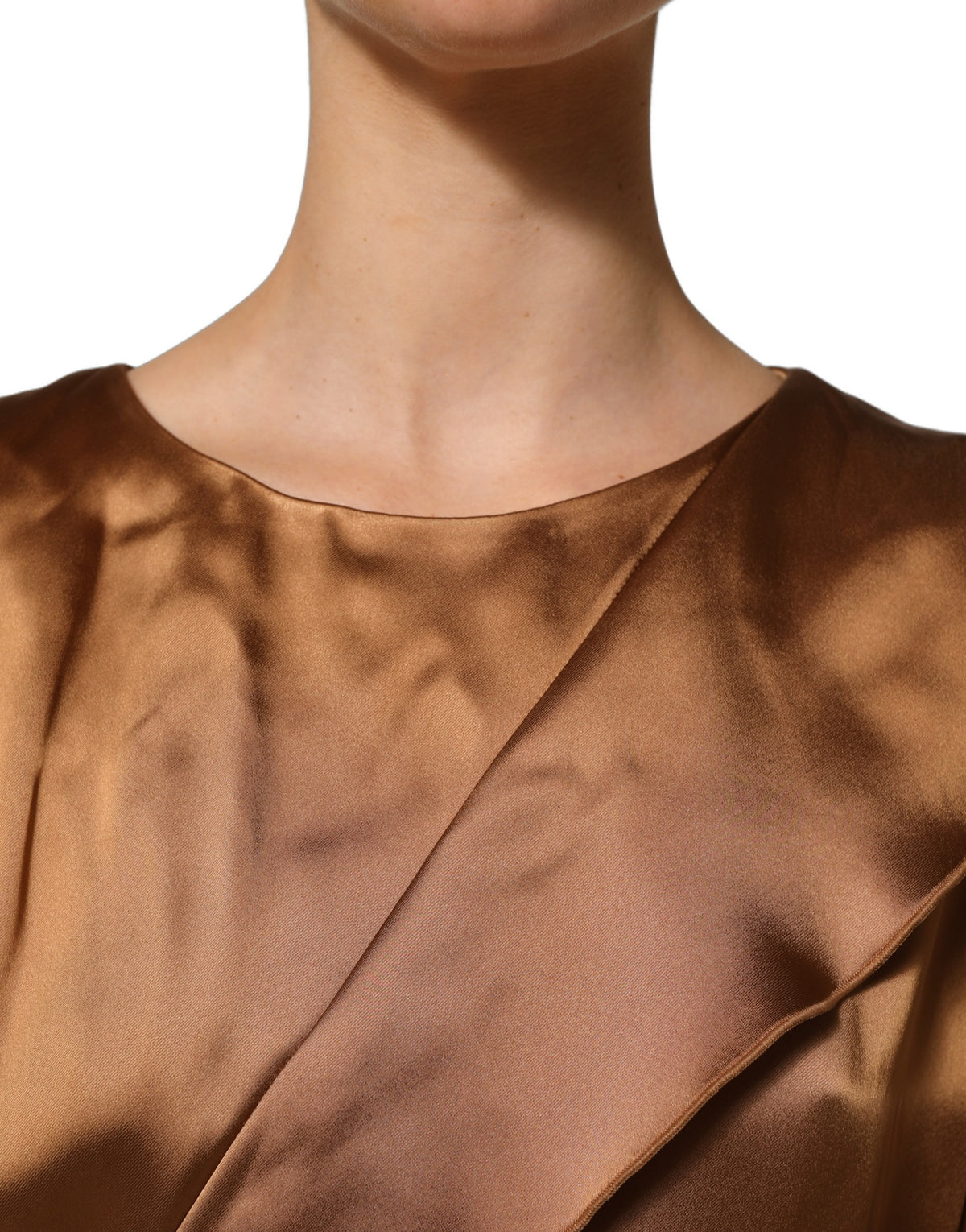 Emporio Armani Brown Satin Acetate Wrap Sheath Mini Belted Dress