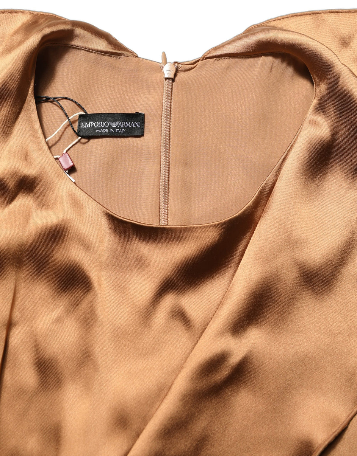 Emporio Armani Brown Satin Acetate Wrap Sheath Mini Belted Dress