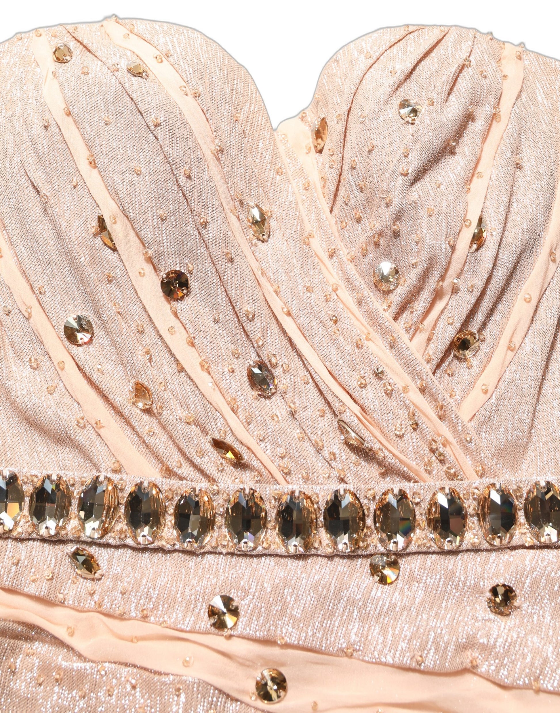 Dolce & Gabbana Nude Embellished Strapless Evening Gown Dress