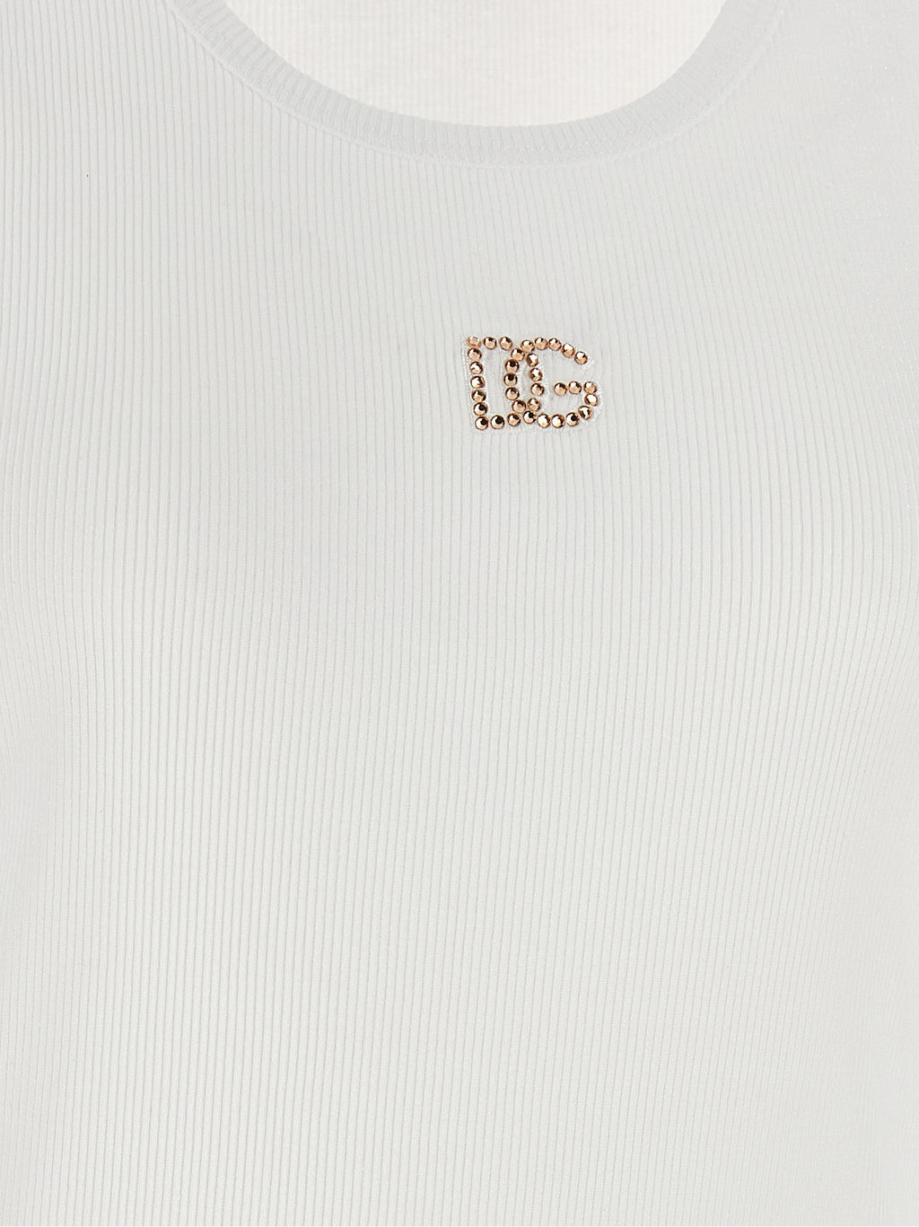 Dolce & Gabbana White Cotton Sleeveles T-Shirt