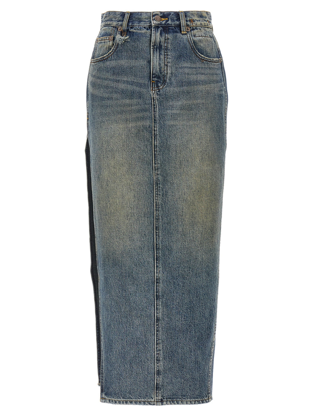 R13 Blue Cotton Mini Skirt