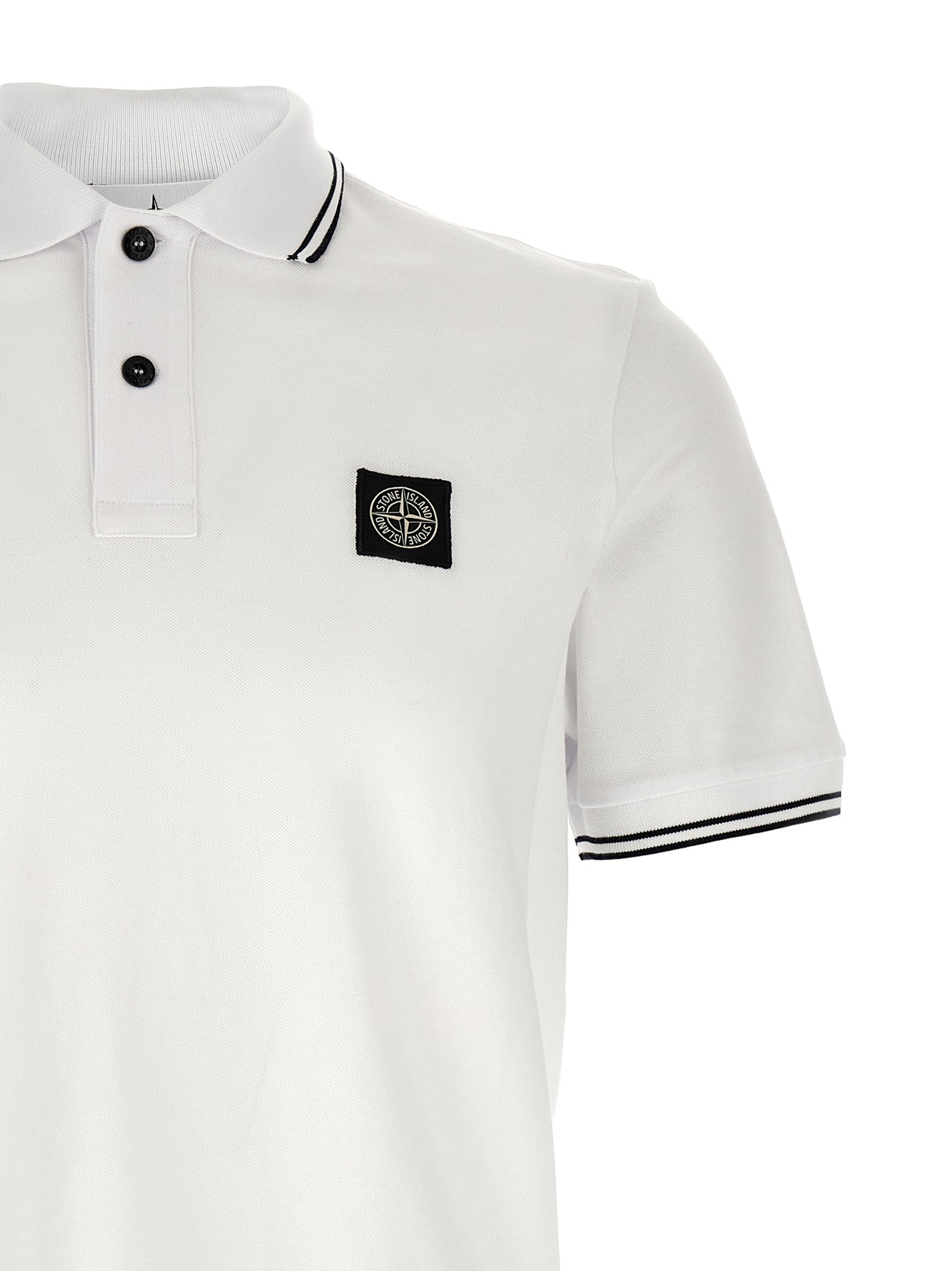 Stone Island White Cotton Polo Shirt