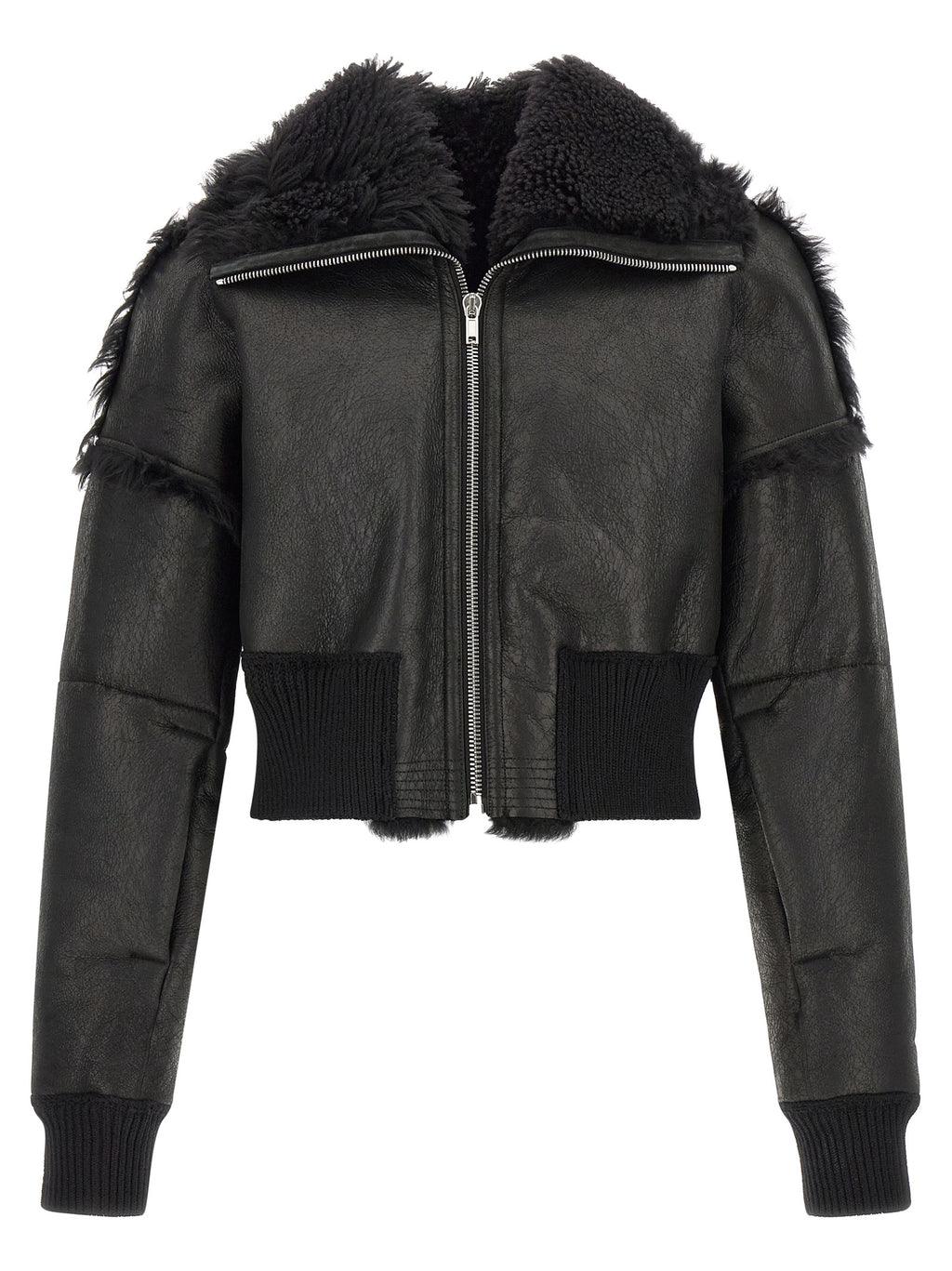 Rick Owens Black Lamb Fur Leather Jacket