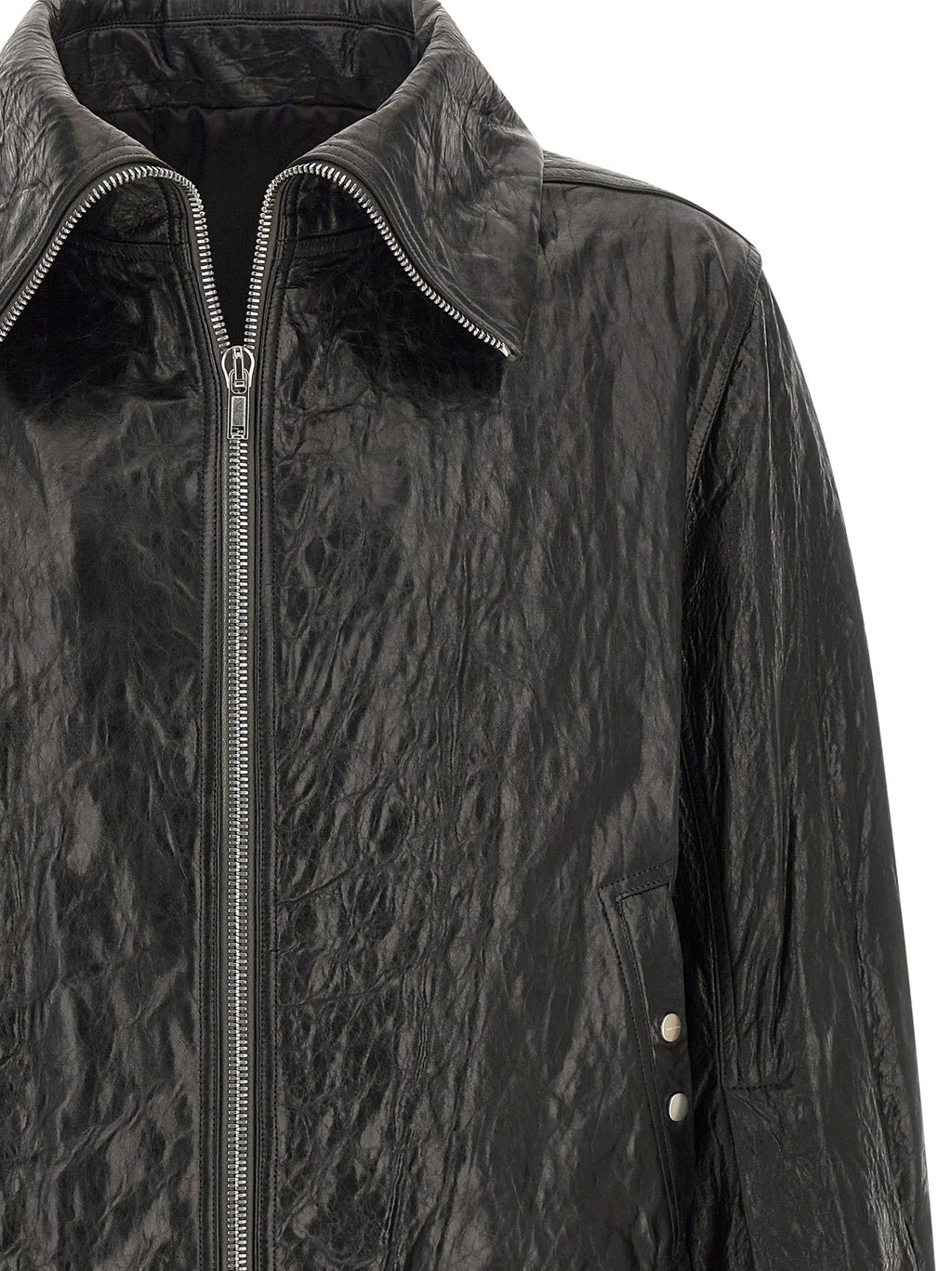 Rick Owens Black Lamb Leather Leather Jacket