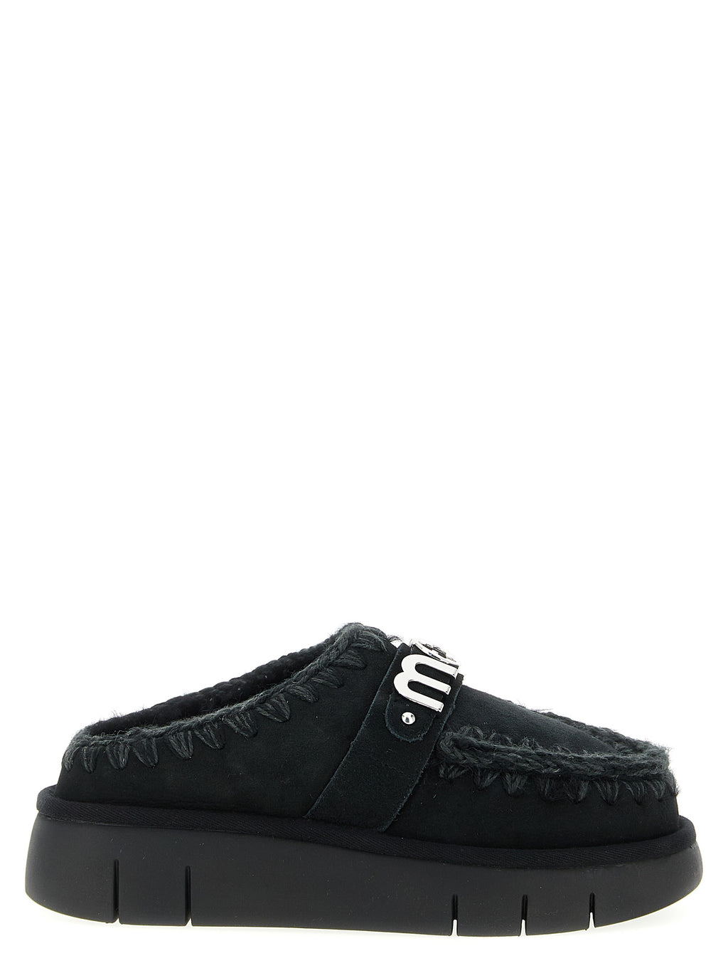 Mou Black Lamb Leather Clogs